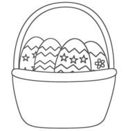 Easter Basket with painted eggs, Coloring Page