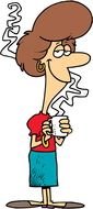 drawing of mom with a cup of hot drink