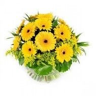 yellow gerberas in a bouquet