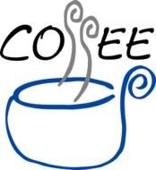 painted blue cup of hot coffee