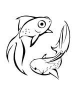 Tribal Tattoo Drawing, two Fish