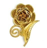 Russian Gold Plate Flower Brooch
