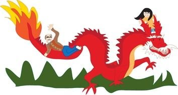 Clip art of people and dragon