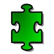green puzzle piece on white background
