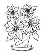 painted christmas flower in a pot in a coloring book