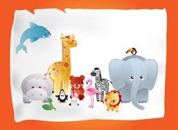 Cute Cartoon african Animals, Clip Art