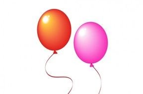 drawn red and purple balloons on a white background