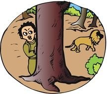 hiding cartoon boy