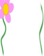 frame with green stripes and a pink flower