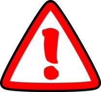 exclamation mark in a triangle road sign on a black background
