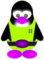 penguin in safety vest