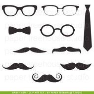 Clip Art Set Stachetastic Mustache Eye Glasses Bow Ties Black