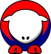 Sheep White Red Blue No Eyeballs Clip Art