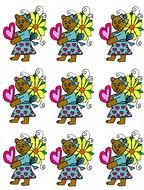 drawings of bears with flowers and hearts