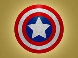 Captain America shield on the golden background