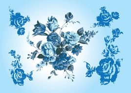 variety of blue flowers for clipart