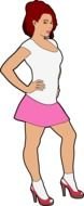 Drawing of the girl with the colorful clothes clipart