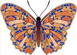 Blue And Orange Butterfly drawing