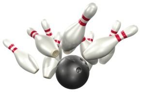skittles and bowling ball on a black background