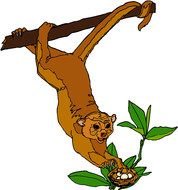 drawing of a monkey on a branch near the nest