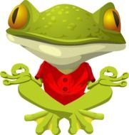 cartoon frog meditates