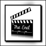 Black and white drawing of the the end sign clipart