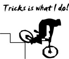 Black and white drawing of the BMX Tricks clipart