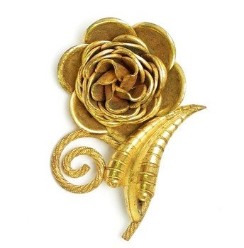 Russian Gold Plate Flower Brooch