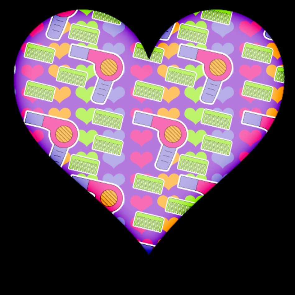 Purple Heart With Hair Blower And Comb Icon