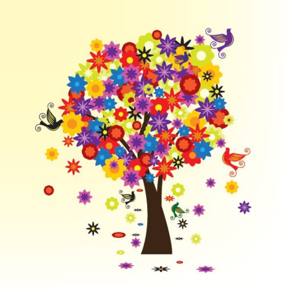 Blooming Trees Vector Graphic