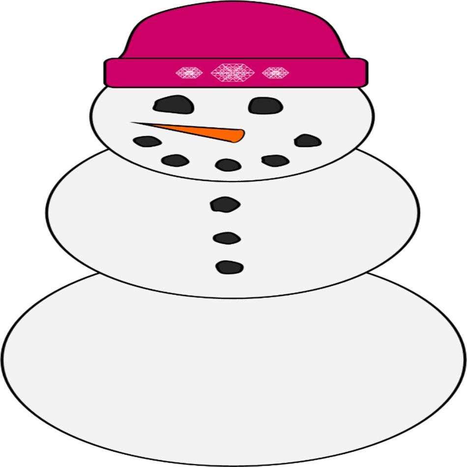 Clipart of Snowwoman In Pink hat