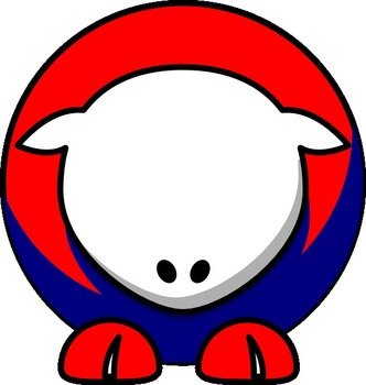 Sheep White Red Blue No Eyeballs Clip Art