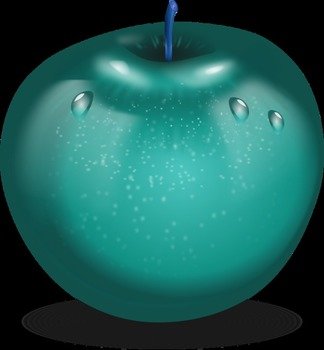Apple With Water Drops Vector Clip Art