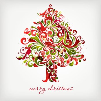 Swirl Christmas Tree Vector