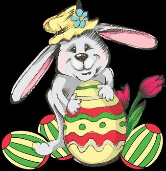 Bunny With Easter Eggs Clip Art N4