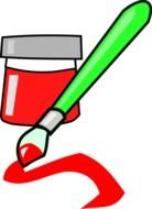 red paint with a brush as a picture for clipart