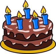 Beautiful and colorful birthday cake with the candles clipart