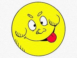 illustration of smiley with red tongue