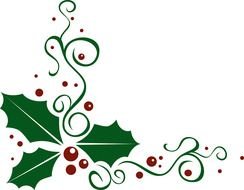 clipart of the Christmas Holly Corner