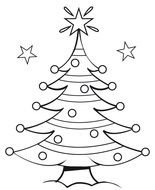 Black and white drawing of the Christmas Tree with the stars clipart