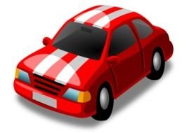 Red Car with white sripes, Clip Art