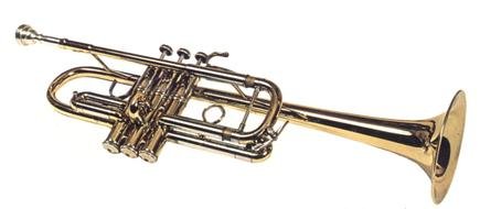 golden trombone on a white background