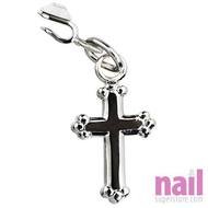 Reusable Japanese Nail Art Clip On Dangle Silver Cross