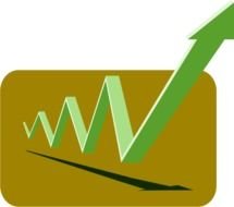 financial graph with a green arrow