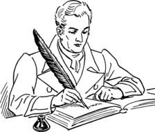 Black and white drawing of the writer clipart