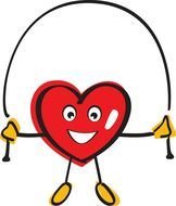 cartoon heart is jumping rope