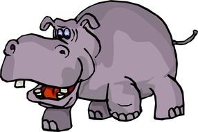 Cartoon pur;pe Hippo drawing