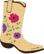 Cowboy Boot with flowers for Bridal Shower, Clip Art
