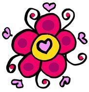 Colorful heart on the colorful flower clipart