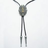 Bolo Tie with with a large, sliding, ornamental fastening